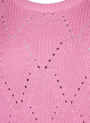	 Knitted jumper with 3/4 sleeves and lace pattern, Begonia Pink, Packshot image number 2