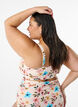 Floral bikini top with ruffle details, Beige, Model image number 2