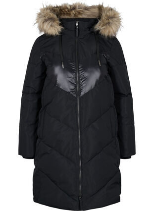 Winter jacket with removable hood, Black, Packshot image number 0