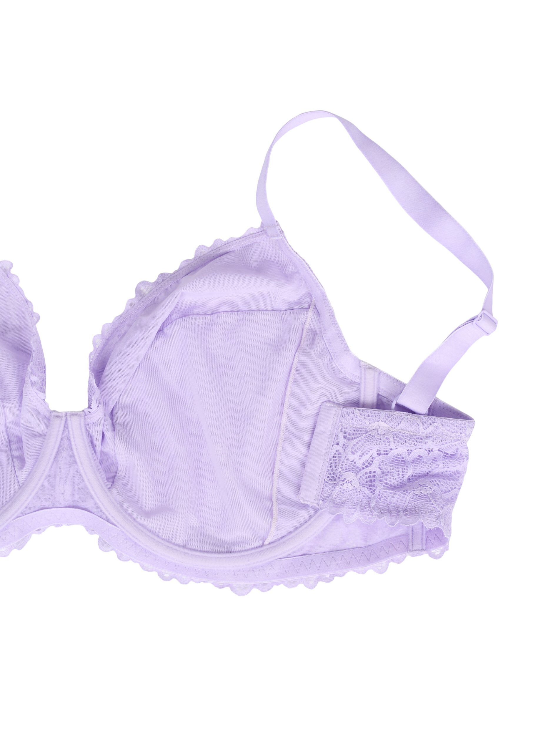 Zizzifashion Full cover lace bra with underwire, Purple, Packshot image number 3