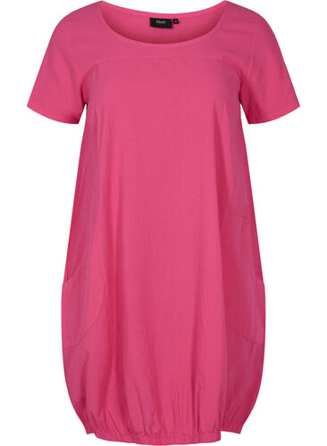 Short-sleeved cotton dress, Beetroot Purple, Packshot image number 0