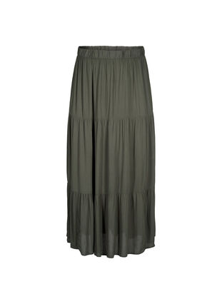 Long skirt with elasticated waist, Thyme, Packshot image number 0