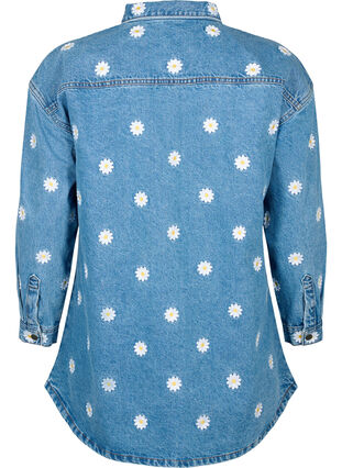 Loose denim shirt with embroidered daisies, L.B. Flower, Packshot image number 1