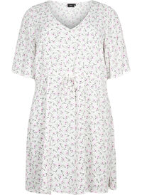 Dress with 1/2 sleeves and floral print in viscose