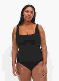 Swimsuit with crepe structure, Black, Model