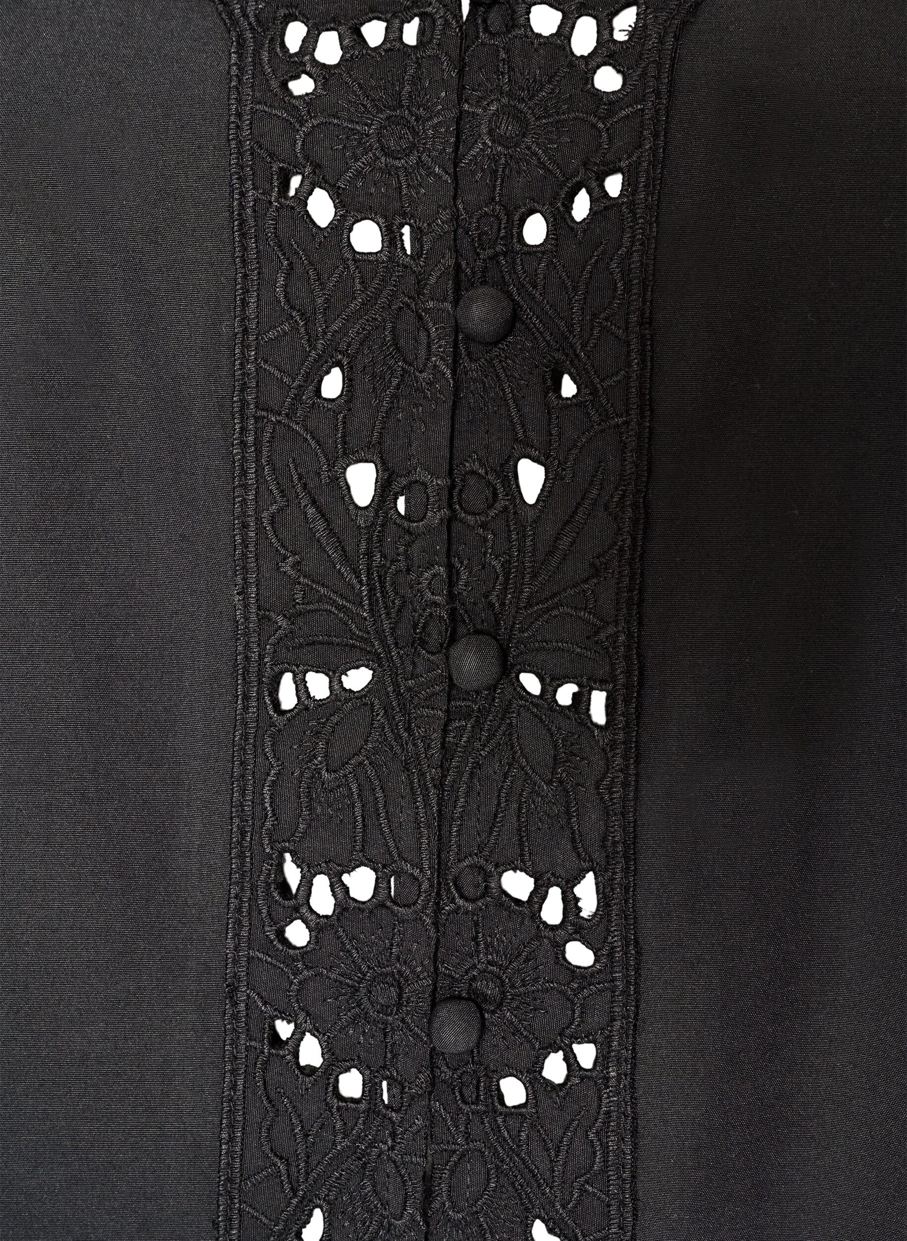 ZizzifashionShirt blouse with broderie anglaise, Black, Packshot image number 2