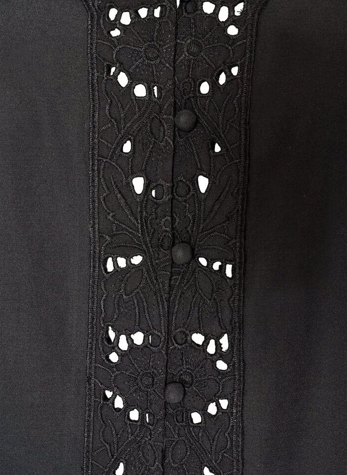 Shirt blouse with broderie anglaise, Black, Packshot image number 2