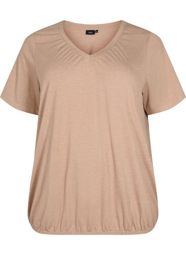 Melange t-shirt with elasticated edge, Natural Mél, Packshot image number 0