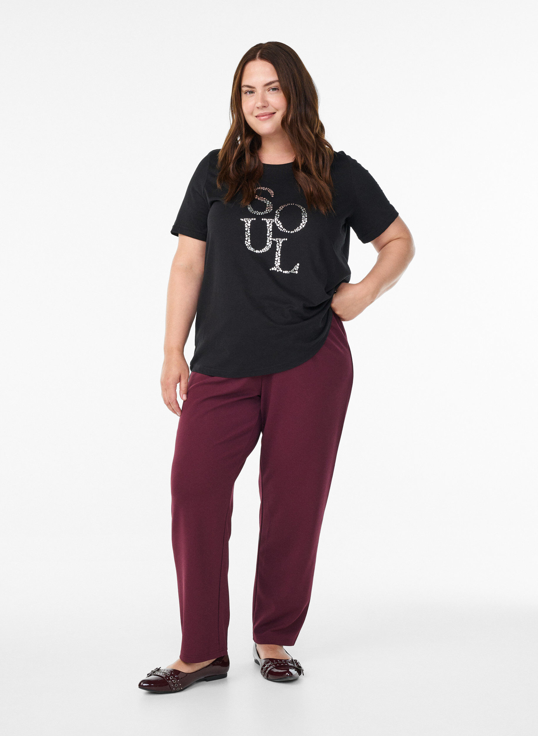 ZizzifashionT-shirt with motif, Black, Model image number 1