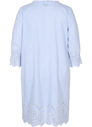 Cotton dress with stripes and embroidery anglaise, Blue Stripe, Packshot image number 1