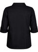 Shirt blouse with button closure in cotton-linen blend, Black, Packshot image number 1