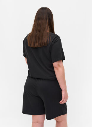 Marled t-shirt with short sleeves, Black, Model image number 1