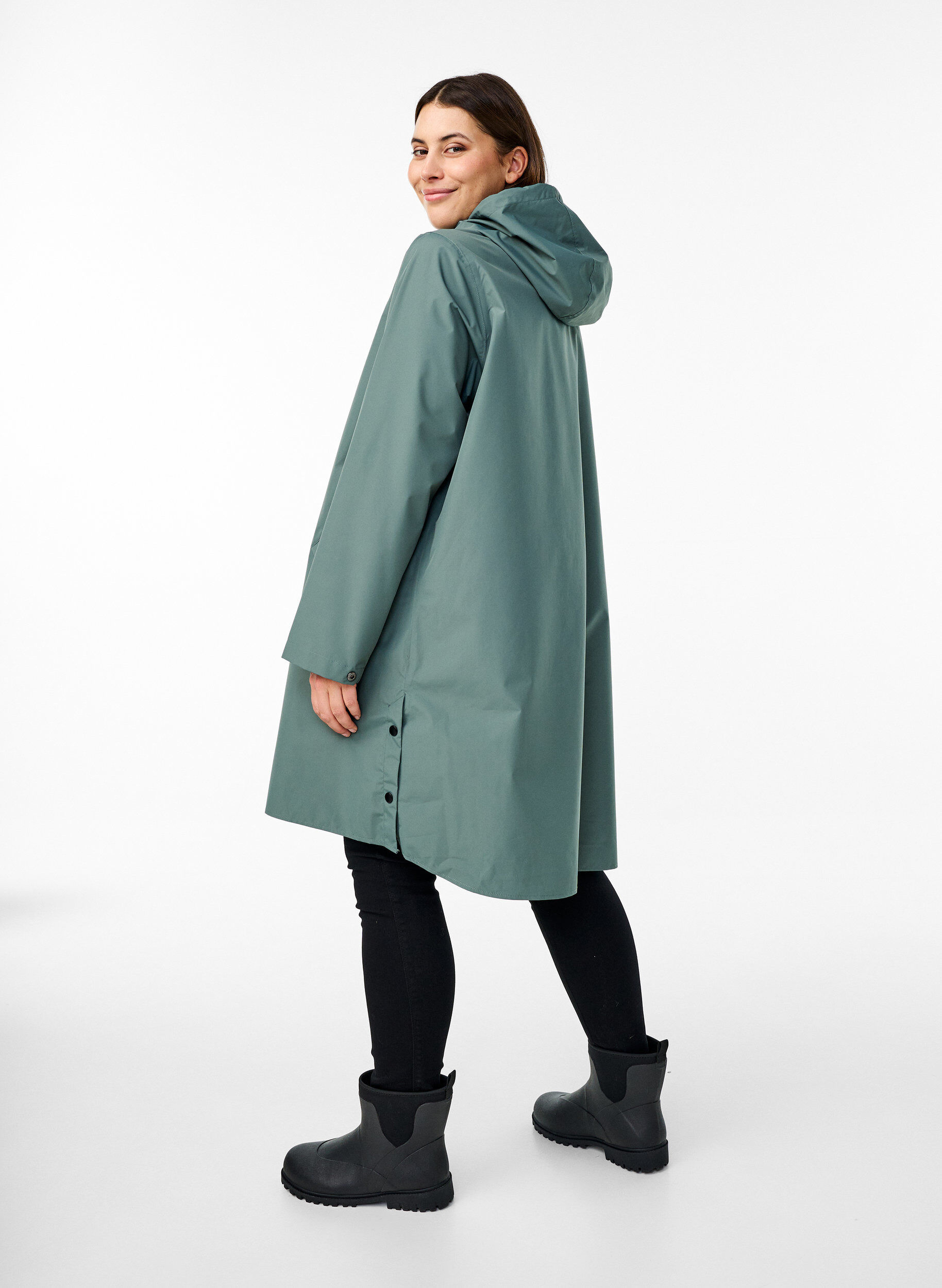 ZizzifashionRain jacket with pockets and hood, Green, Model image number 2