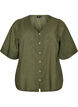 Short-sleeved cotton shirt with a V-neck, Green, Packshot image number 0