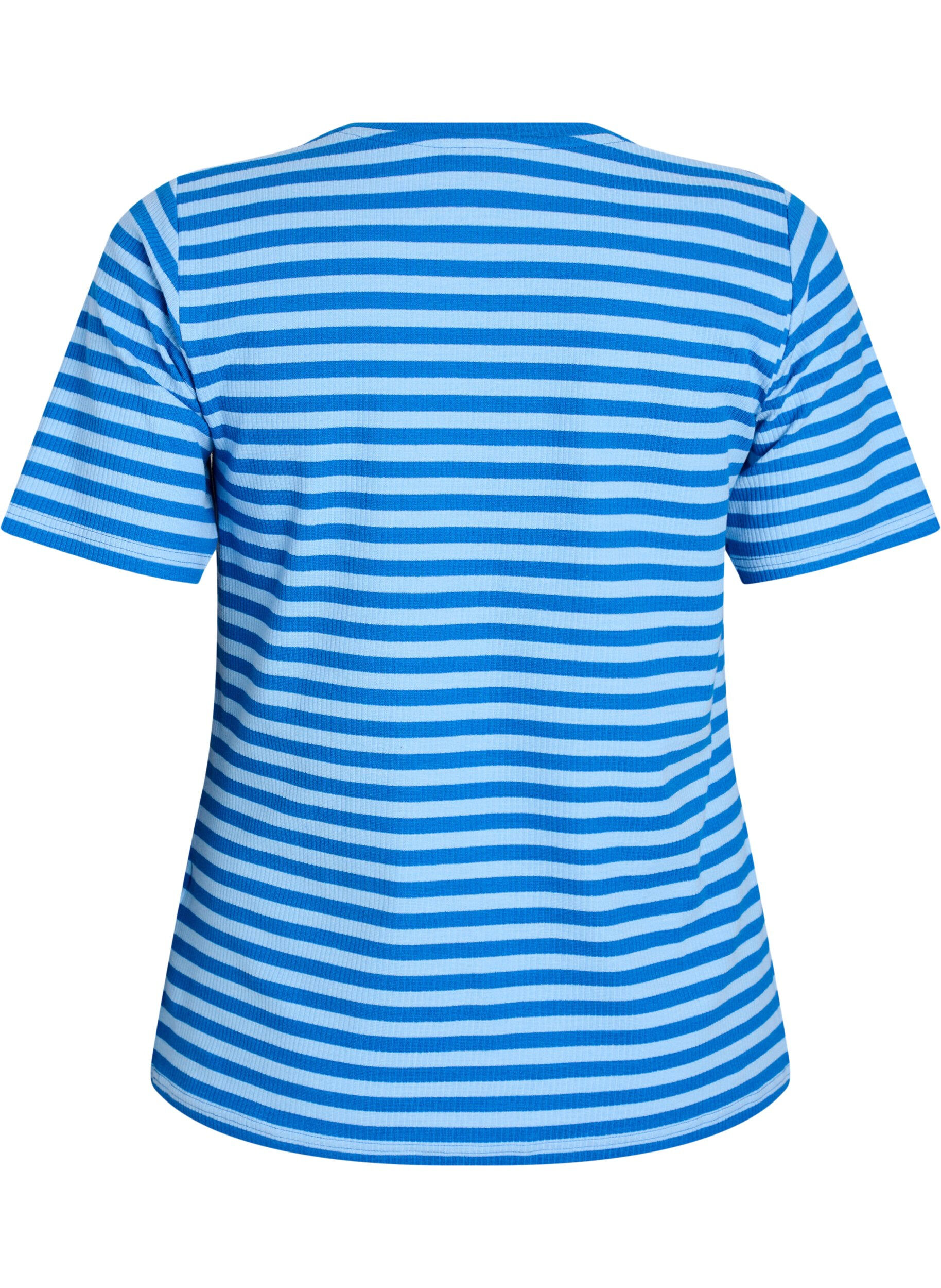 ZizzifashionStriped T-shirt with ribbed texture, Light Blue, Packshot image number 1