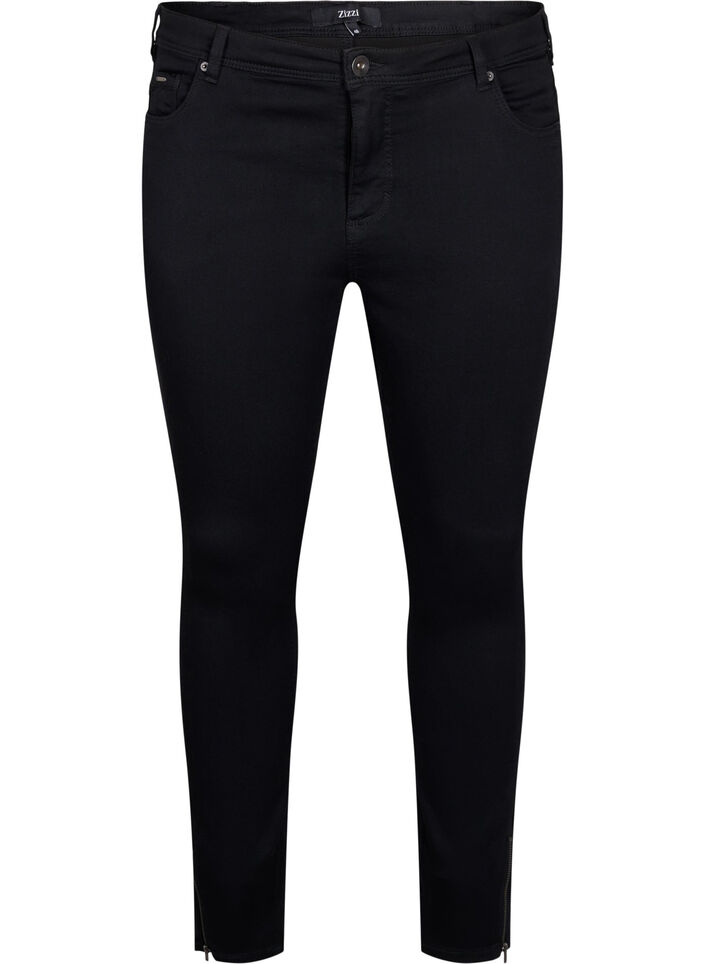 Cropped Amy jeans with a zip, Black, Packshot image number 0