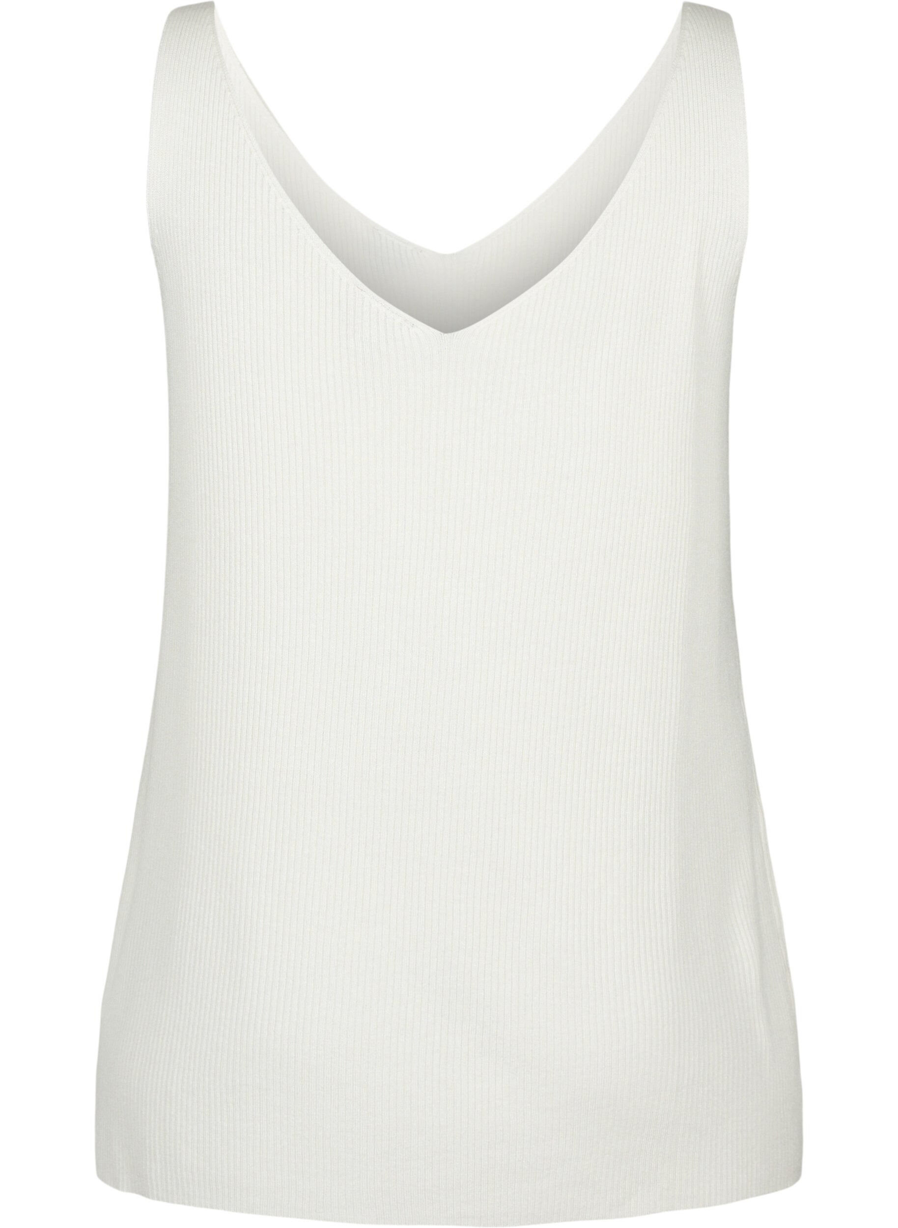 Zizzifashion Knitted top with v-neckline, Cloud Dancer, Packshot image number 1