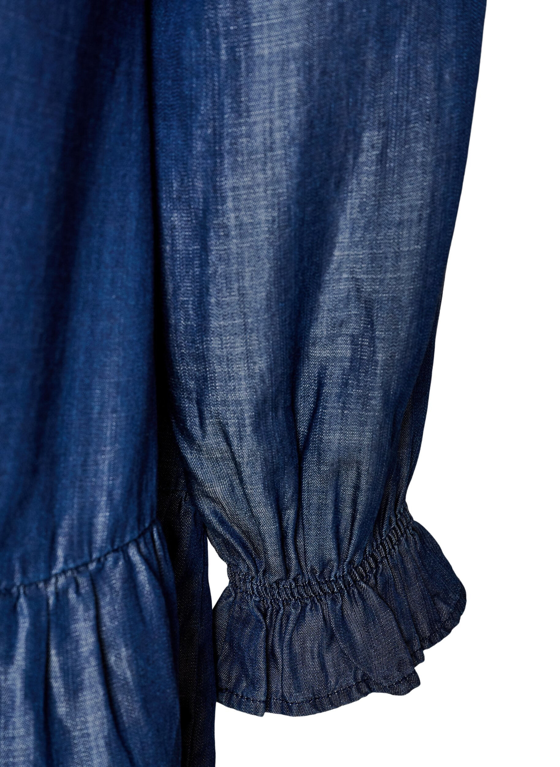 ZizzifashionShort denim-look dress with ruffles, Blue, Packshot image number 3