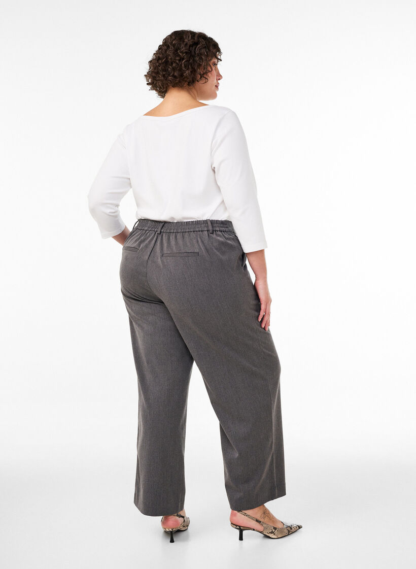High-waisted tailored trousers with straight fit, Dark Grey, Model image number 1