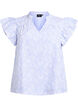 Sleeveless blouse with stripes and floral print, Light Blue, Packshot image number 0