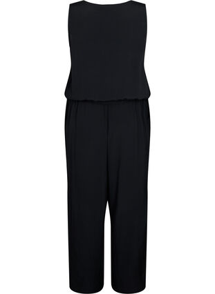 Sleeveless jumpsuit in viscose, Black, Packshot image number 1