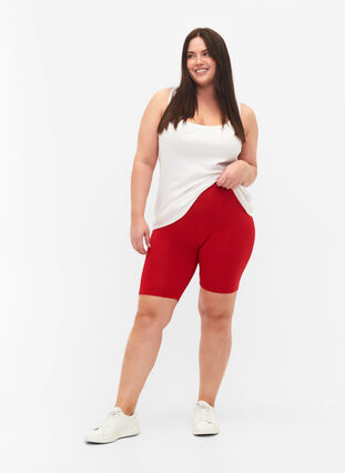 Plain-coloured basic bike shorts, Tango Red, Model image number 2