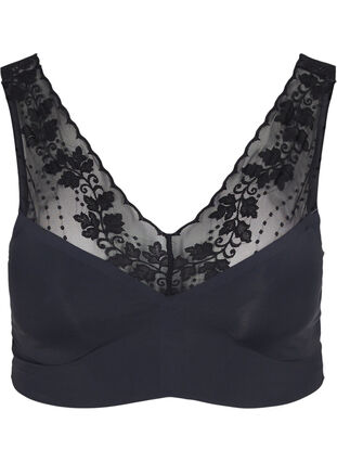 Soft bra with lace straps, Black, Packshot image number 0