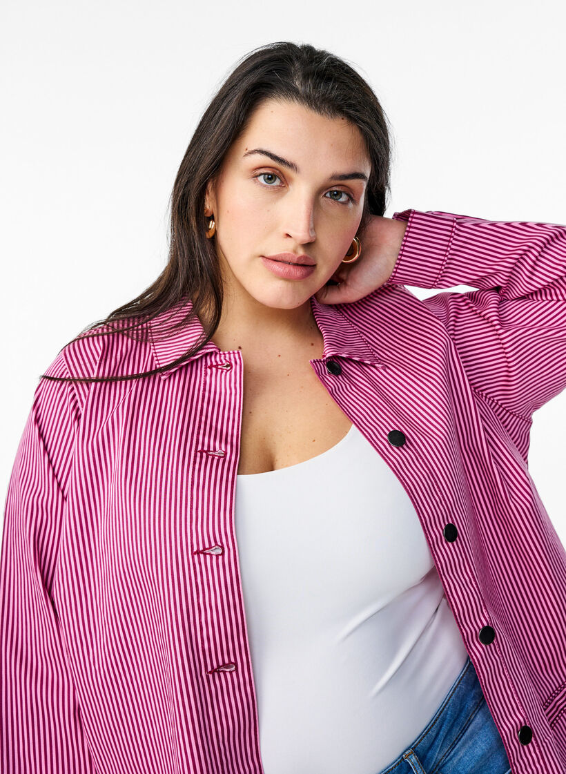 Striped shirt with pockets, Red, Model image number 3