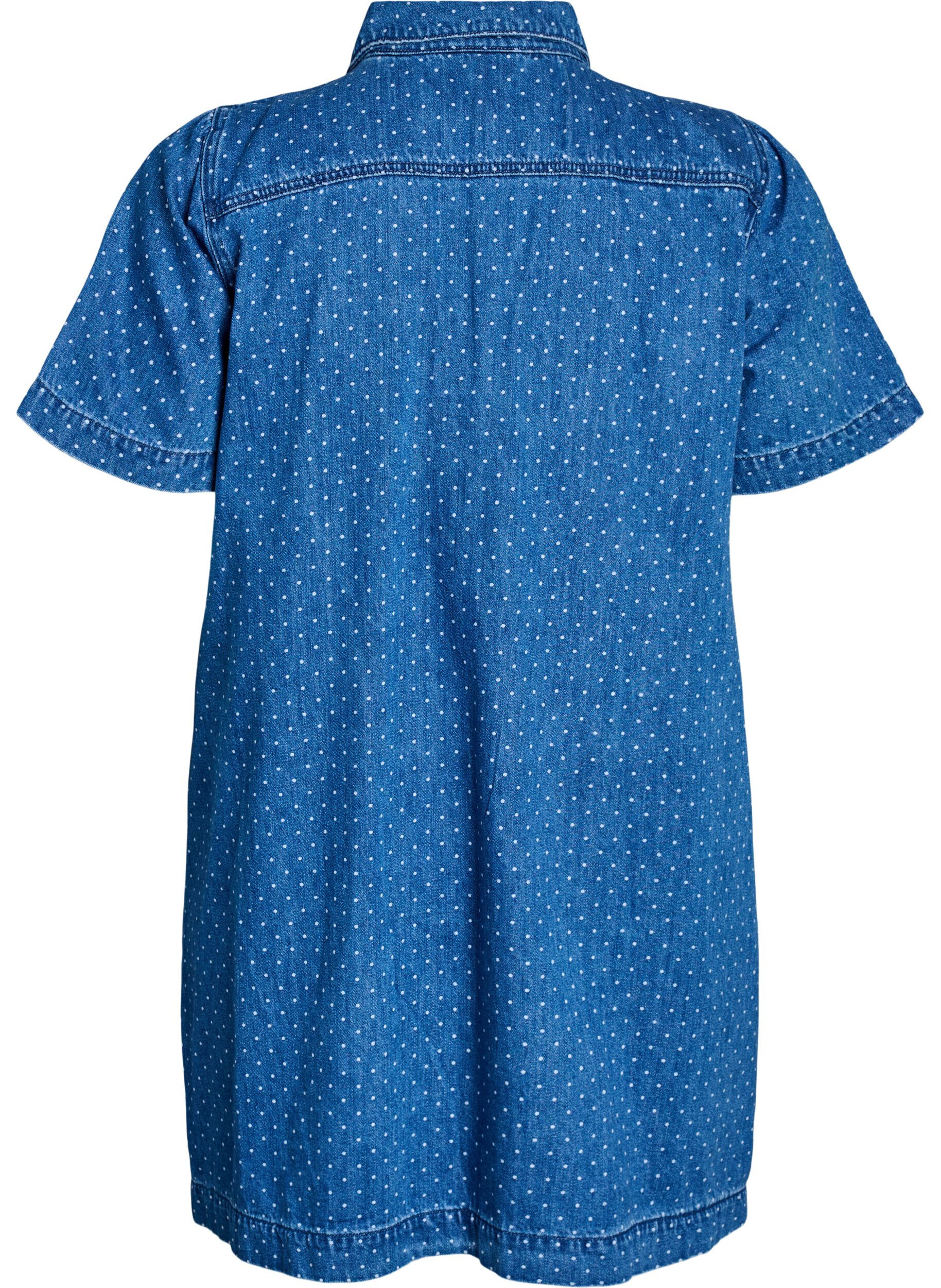 Zizzifashion Short denim dress with dots, Blue, Packshot image number 1