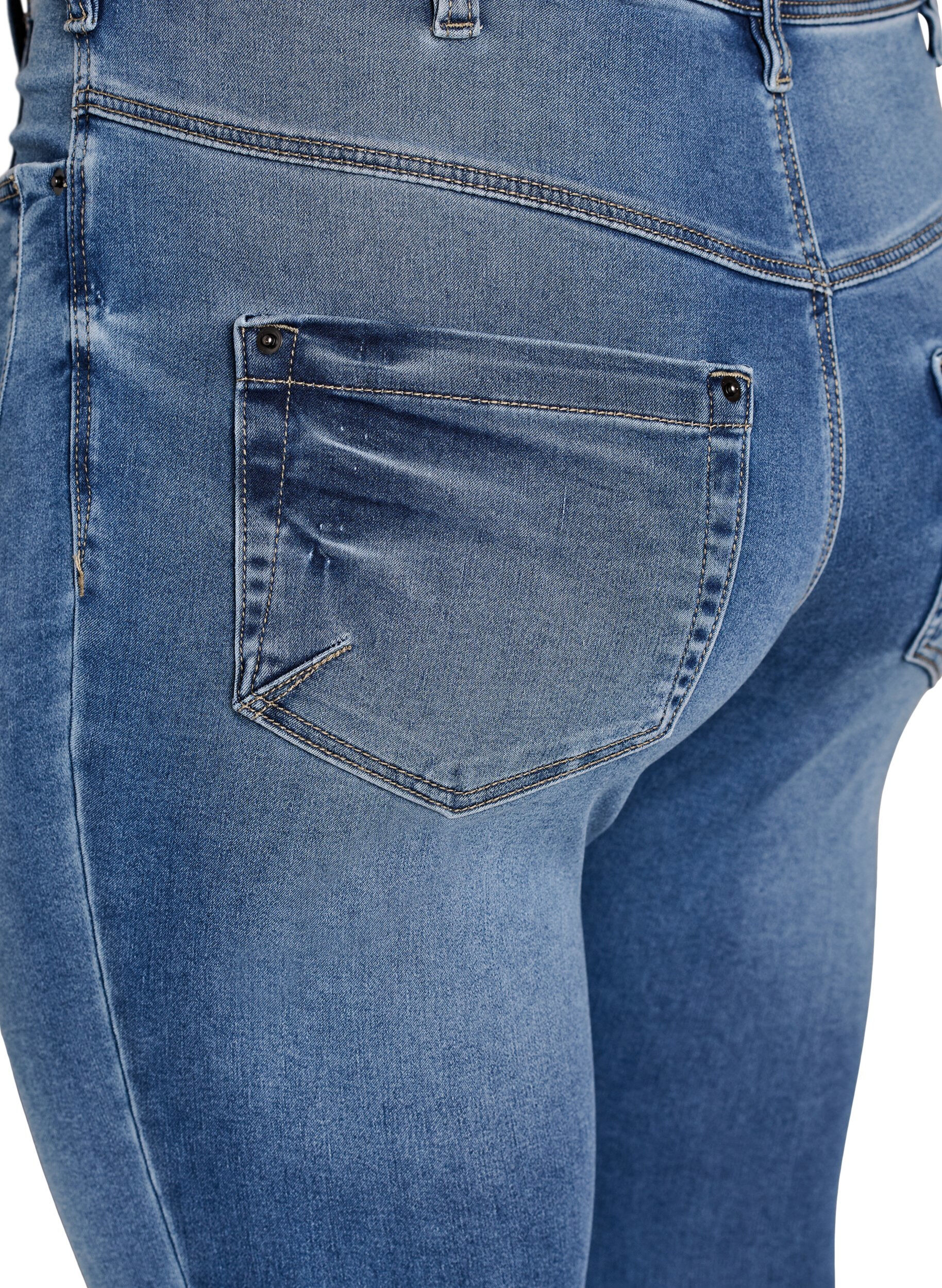 Zizzifashion Cropped Amy jeans with zipper detail, Blue, Packshot image number 3