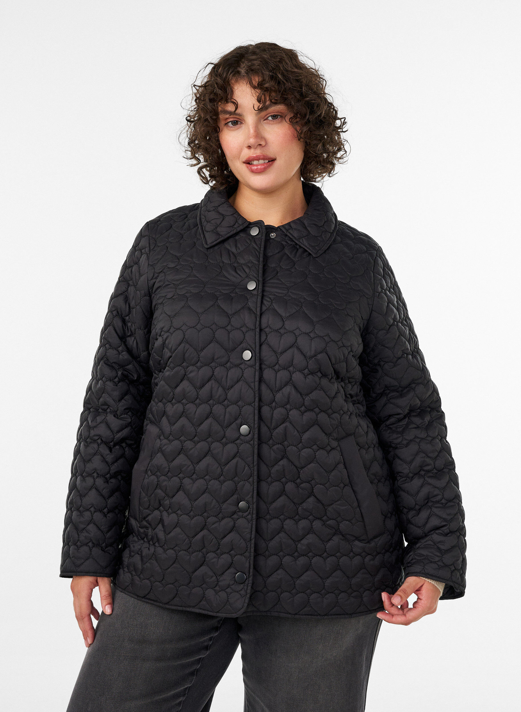 ZizzifashionLightly padded jacket with decorative quilting, Black, Model image number 0