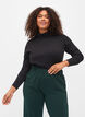 Long-sleeved cotton blouse with turtleneck, Solid Black, Model image number 0