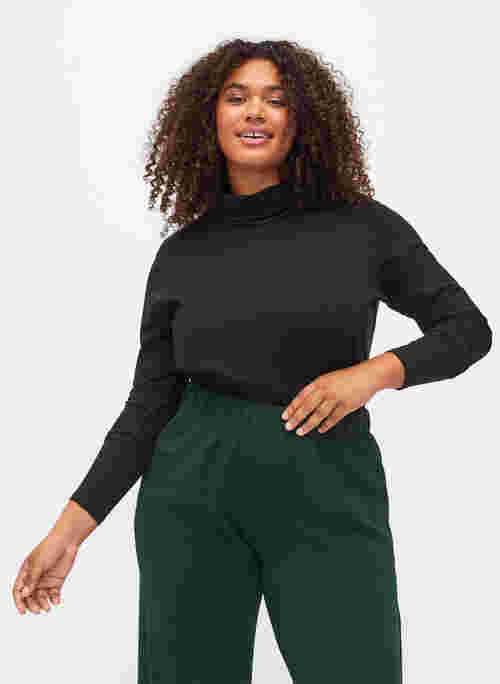 Long-sleeved cotton blouse with turtleneck