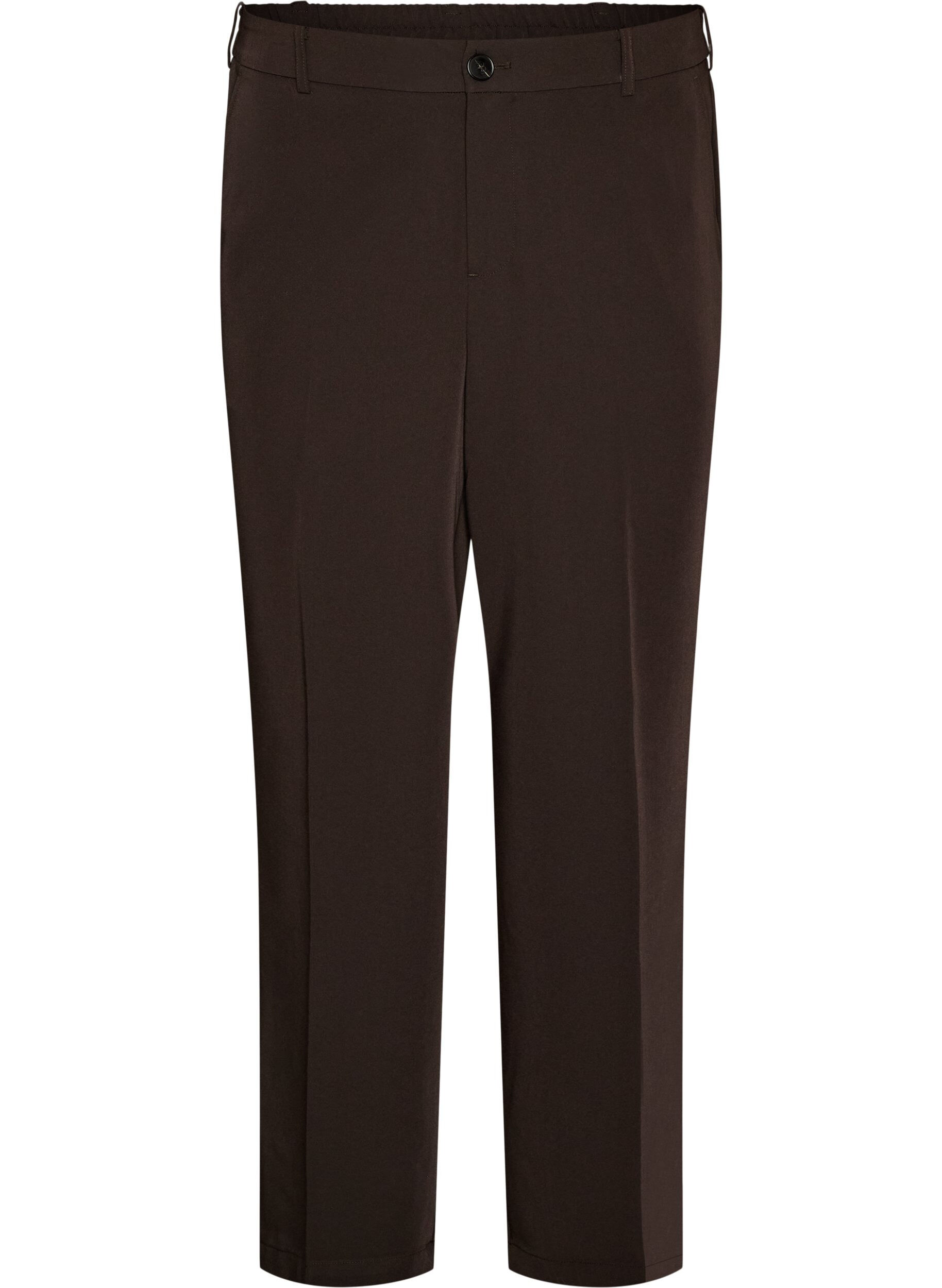 ZizzifashionHigh-waisted tailored trousers with pressed creases, Brown, Packshot image number 0