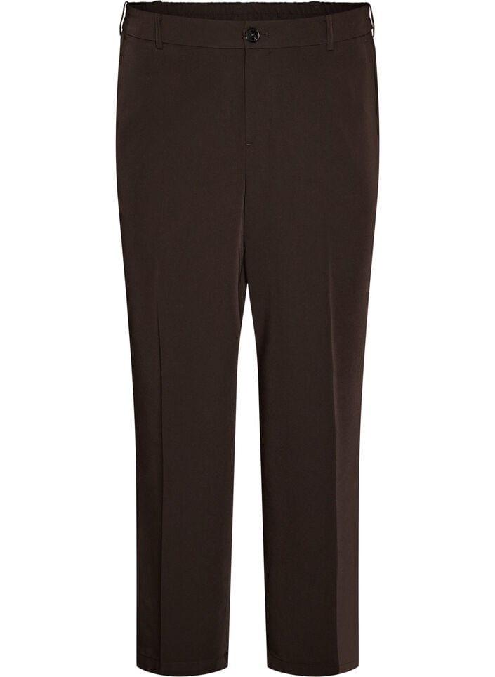 High-waisted tailored trousers with pressed creases, Brown, Packshot image number 0