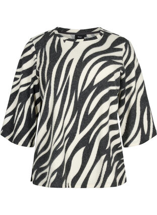 3/4 sleeve Blouse with zebra print, White Zebra, Packshot image number 0