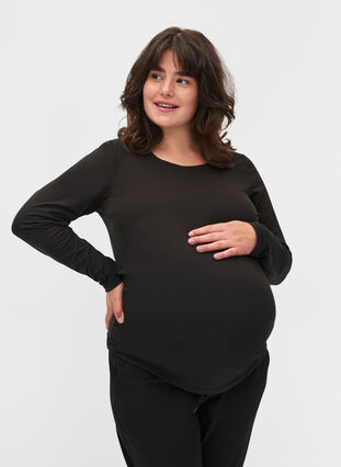 Basic maternity blouse with long sleeves, Black, Model image number 0