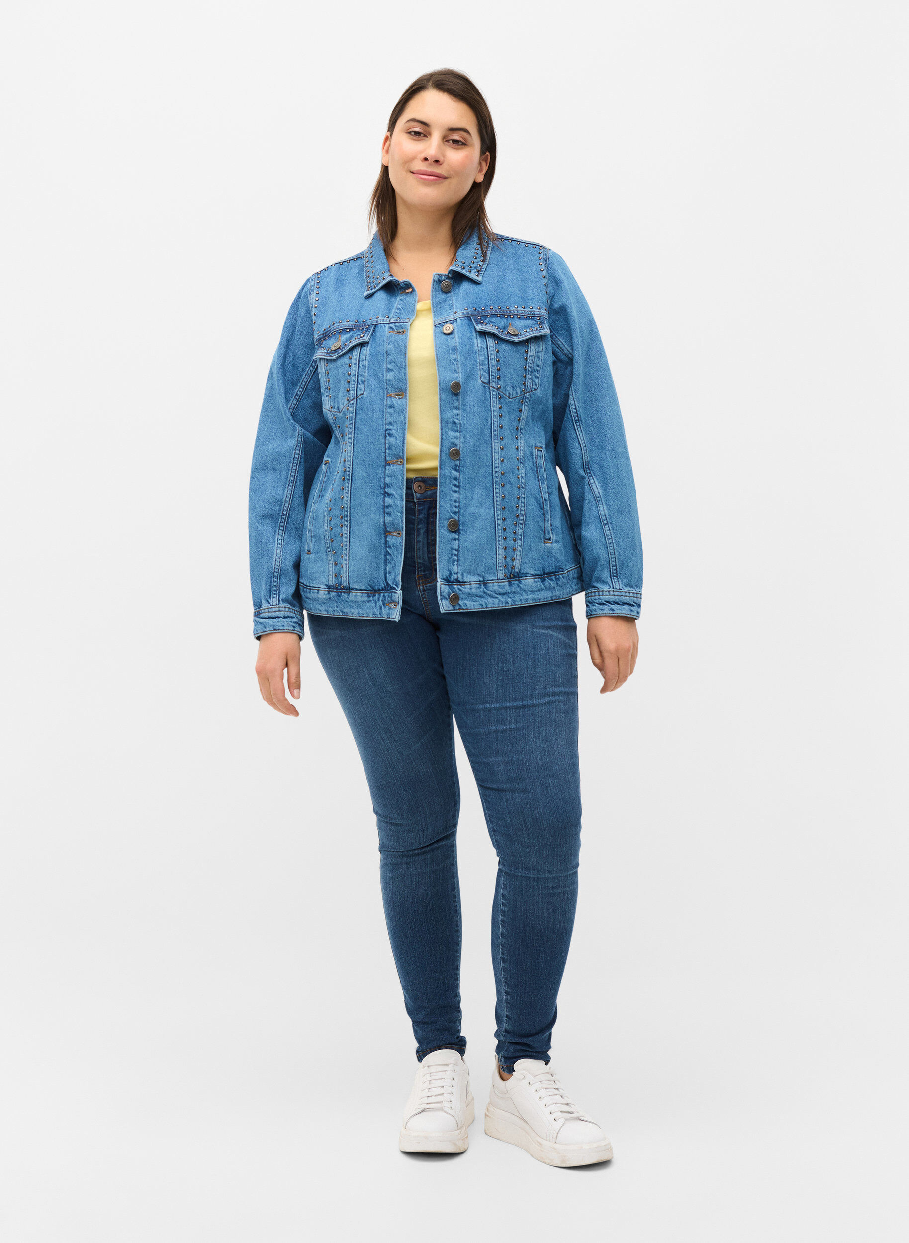 Studded denim jacket - Blue - Sz. 42-60 