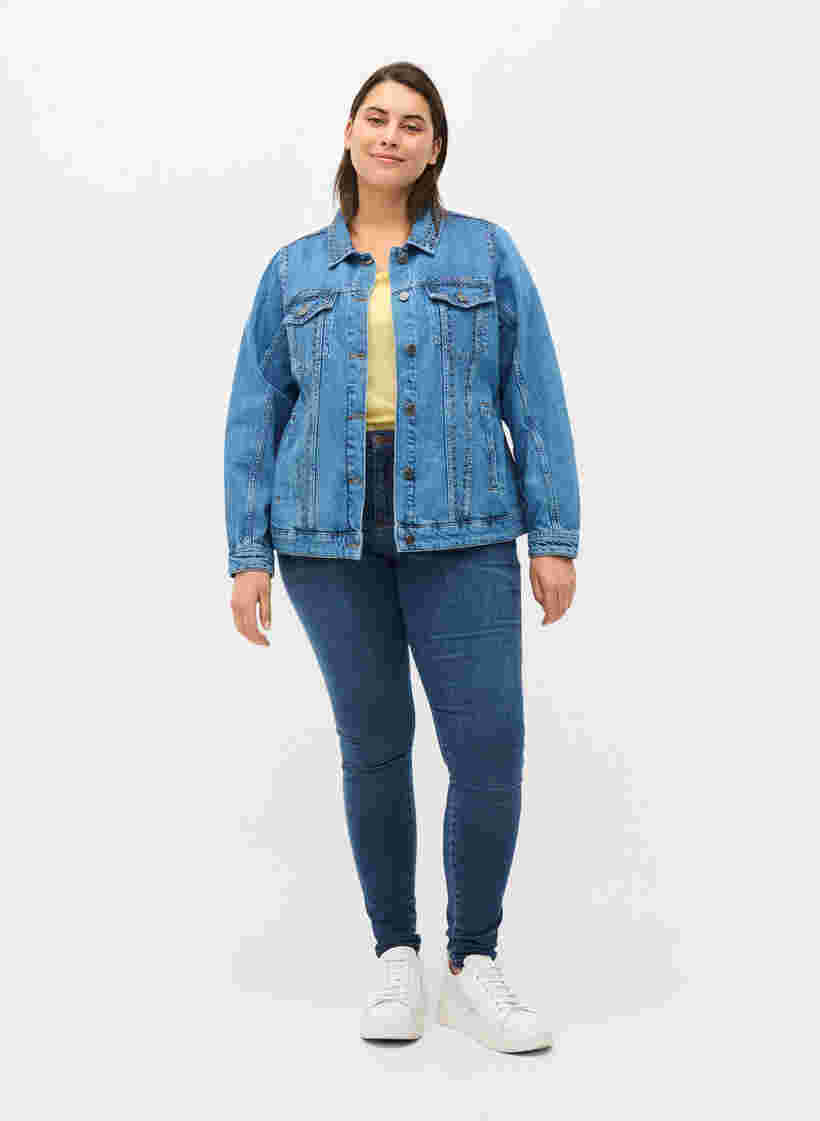Studded denim jacket, Blue denim, Model image number 3