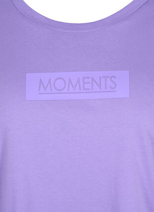 Short-sleeved cotton t-shirt with a print, Paisley Purple TEXT, Packshot image number 2