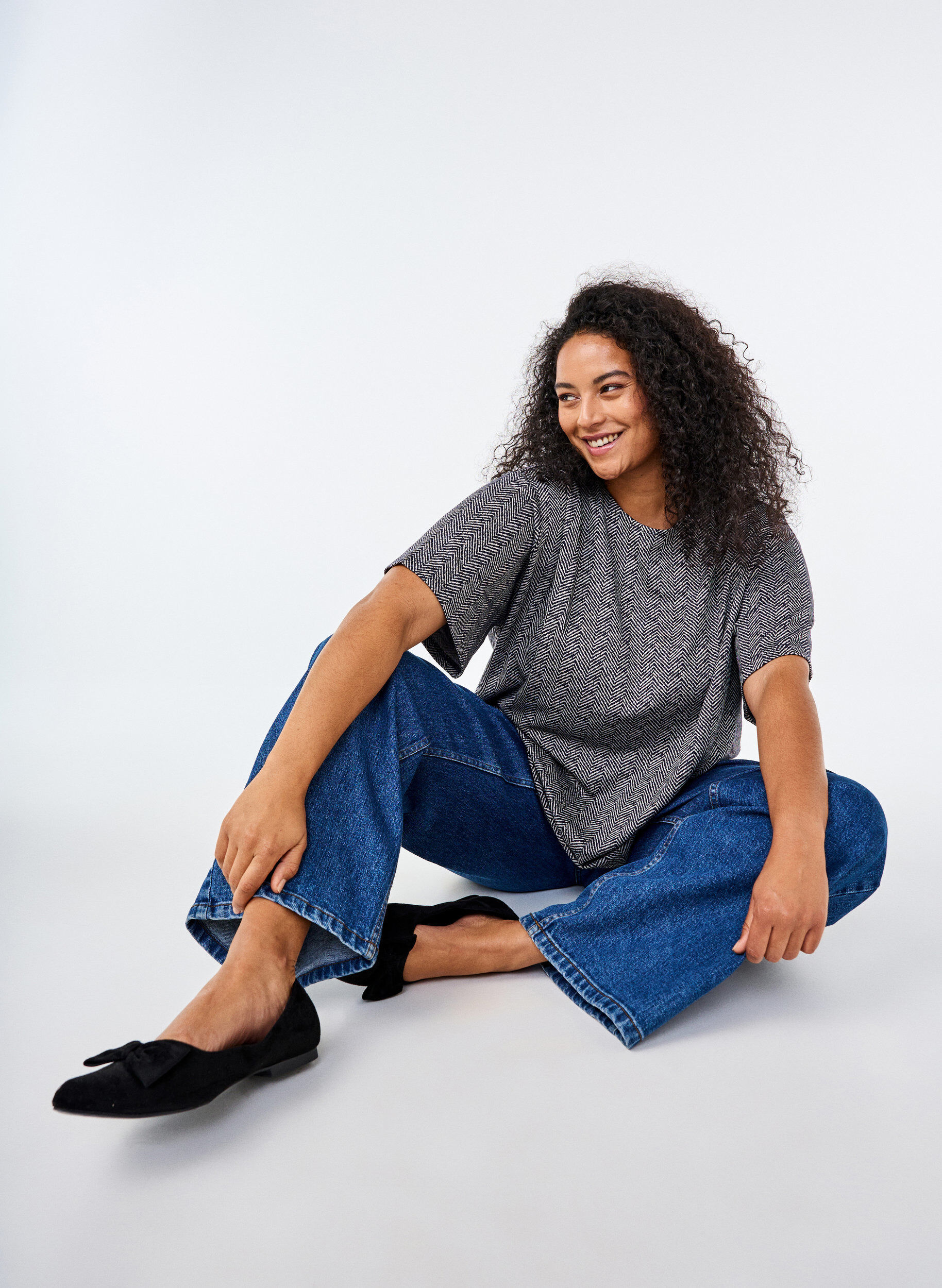 Zizzifashion Oversize blouse with pattern, Blue, Image image number 0