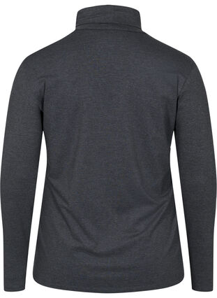 Tight-fitting blouse with turtleneck, Dark Grey Melange, Packshot image number 1