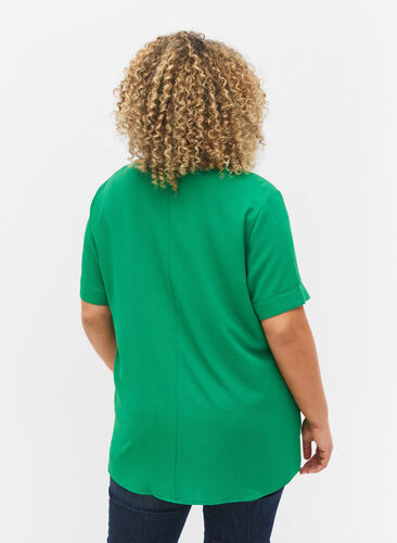 Short-sleeved blouse with v-neckline, Jolly Green, Model image number 1
