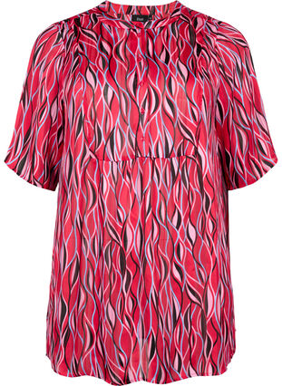 Short-sleeved tunic with print, Fuchsia Pink AOP, Packshot image number 0