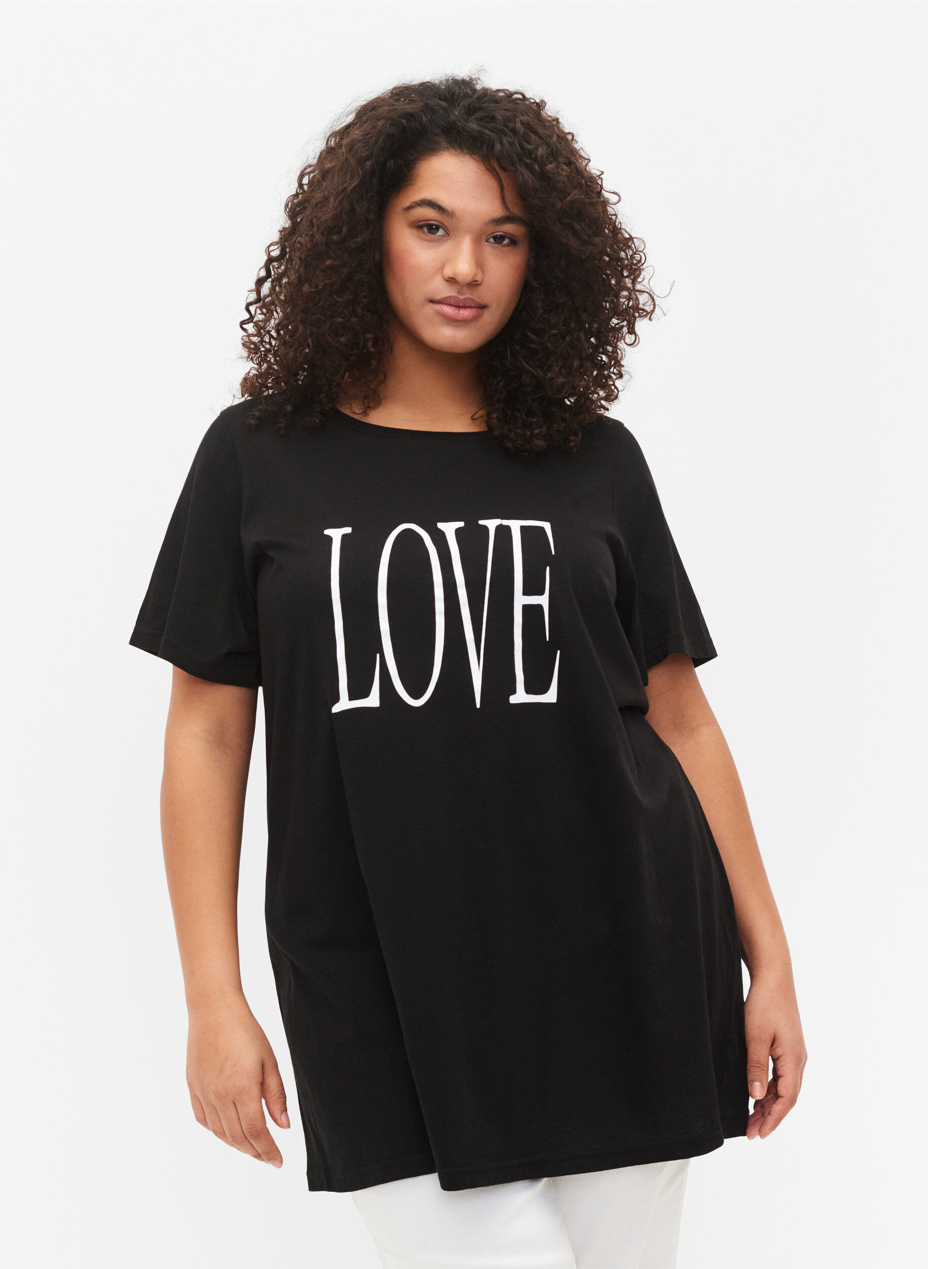 Zizzifashion Oversize t-shirt with print, Black W. Love, Model image number 0