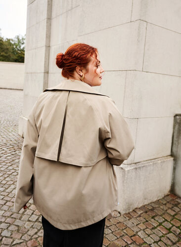 Short trench coat with snap button closure, Coriander, Image image number 1