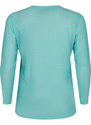 Printed mesh blouse, Green Dot, Packshot image number 1