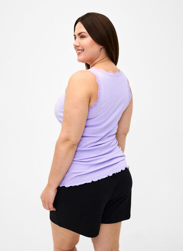 Top with lace trim, Lavender, Model image number 1