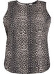 Sleeveless leopard print denim top, Brown, Packshot image number 0