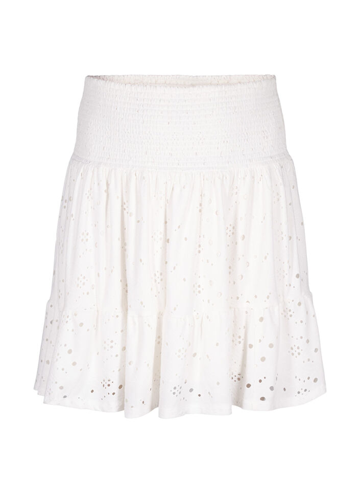 Smock skirt with hole pattern, Bright White, Packshot image number 0